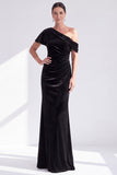 Mermaid Burgundy Velvet Off the Shoulder Ruched Long Mother of the Bride Dress