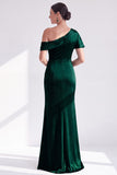 Mermaid Burgundy Velvet Off the Shoulder Ruched Long Mother of the Bride Dress