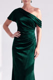 Mermaid Burgundy Velvet Off the Shoulder Ruched Long Mother of the Bride Dress