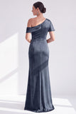 Mermaid Burgundy Velvet Off the Shoulder Ruched Long Mother of the Bride Dress