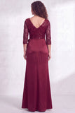 Black V-Neck Ruched Mermaid Ruffled Sequins Long Mother of the Bride Dress with Slit