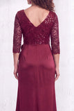 Black V-Neck Ruched Mermaid Ruffled Sequins Long Mother of the Bride Dress with Slit