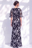Sage Green Floral Mermaid Bateau Neck Ruched Long Mother of the Bride Dress with Sash