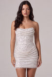 Strapless Bodycon Corset Little White Dress with Sequins