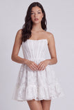 Strapless A-Line Floral Corset Little White Dress