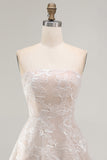 Strapless A-Line Floral Little White Dress