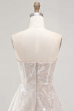 Strapless A-Line Floral Little White Dress
