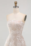 Strapless A-Line Floral Little White Dress