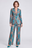 Blue 2 Piece Peak Lapel One Button Women Suits