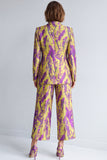 Yellow and Purple 2 Piece Peak Lapel One Button Women Suits