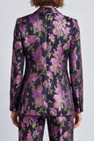 Black Purple Flower 2 Piece Notch Lapel One Button Prom Suits