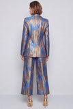 Peak Lapel Blue 2 Piece One Button Work Suits