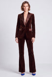 Royal Blue Velvet Peak Lapel 2 Piece One Button Slim Fit Women's Suits