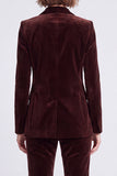 Royal Blue Velvet Peak Lapel 2 Piece One Button Slim Fit Women's Suits