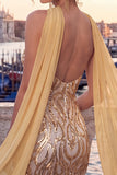 Gold Strapless Sequins Bodycon Short Homecoming Dress with Slit