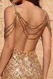 Cold Shoulder Dark Green Sequins Bodycon Short Homecoming Dress with Fringes