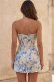 Sweetheart Red Corset Bodycon Floral Ruched Short Homecoming Dress