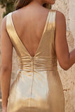 Metallic Sky Blue V-Neck Ruched Tight Short Homecoming Dress
