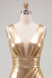 Metallic Sky Blue V-Neck Ruched Tight Short Homecoming Dress