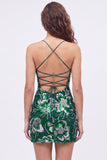 Royal Blue Bodycon Spaghetti Straps Sequins Beaded Short Homecoming Dress with Lace Up Back