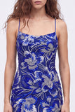 Royal Blue Bodycon Spaghetti Straps Sequins Beaded Short Homecoming Dress with Lace Up Back