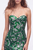 Sweetheart Dark Green Bodycon Sequins Floral Short Homecoming Dress with Lace Up Back