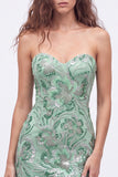 Sweetheart Dark Green Bodycon Sequins Floral Short Homecoming Dress with Lace Up Back