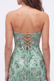 Sweetheart Dark Green Bodycon Sequins Floral Short Homecoming Dress with Lace Up Back