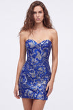 Sweetheart Dark Green Bodycon Sequins Floral Short Homecoming Dress with Lace Up Back