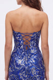 Sweetheart Dark Green Bodycon Sequins Floral Short Homecoming Dress with Lace Up Back
