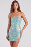 Sparkly Red Strapless Bodycon Sequins Lace Up Back Short 80s Homecoming Dress