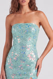 Sparkly Red Strapless Bodycon Sequins Lace Up Back Short 80s Homecoming Dress