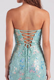 Sparkly Red Strapless Bodycon Sequins Lace Up Back Short 80s Homecoming Dress