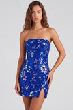 Sparkly Red Strapless Bodycon Sequins Lace Up Back Short 80s Homecoming Dress