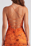 Fuchsia Bodycon Lace Up Back Floral Short Homecoming Dress with Sequins