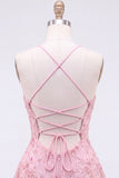 A-Line Red Sequins Lace Up Back Spaghetti Straps Short 80s Homecoming Dress