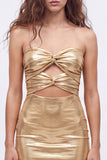 Gold Sweetheart Bodycon Keyhole Metallic Lace Up Back 80s Homecoming Dress