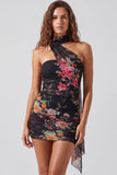 Strapless Ivory Floral Bodycon Short Homecoming Dress with Lace Up Back