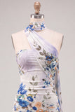Strapless Ivory Floral Bodycon Short Homecoming Dress with Lace Up Back