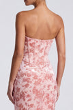 Pink Sweetheart Ruched Velvet Corset Mermaid Long Formal Dress