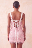 Brown Bodycon Sequins Fringed Short Homecoming Dress with Pearls