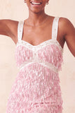 Brown Bodycon Sequins Fringed Short Homecoming Dress with Pearls