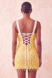 Brown Bodycon Sequins Fringed Short Homecoming Dress with Pearls