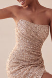Sparkly Strapless Navy Bodycon Short Sequin Homecoming Dress