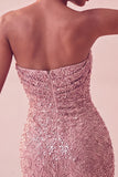 Sparkly Strapless Navy Bodycon Short Sequin Homecoming Dress