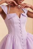 Mint Green A-Line Single Breasted Short Homecoming Dress with Cap Sleeves