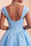 Mint Green A-Line Single Breasted Short Homecoming Dress with Cap Sleeves