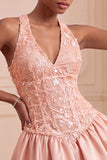Sky Blue A-Line V-Neck Short Homecoming Dress
