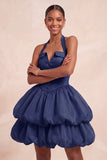 Pink Halter Neck Ruffled A-Line Short Homecoming Dress