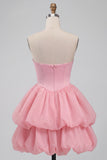 Pink Halter Neck Ruffled A-Line Short Homecoming Dress